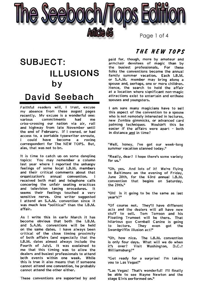 Reprint of David Seebachs Articles